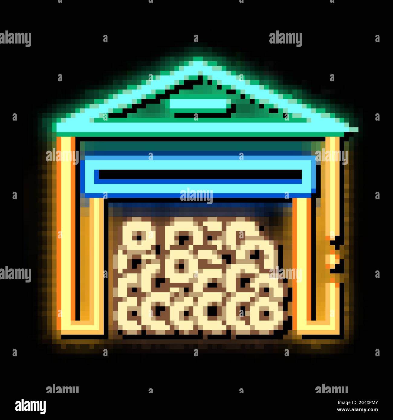 logging storage neon glow icon illustration Stock Vector