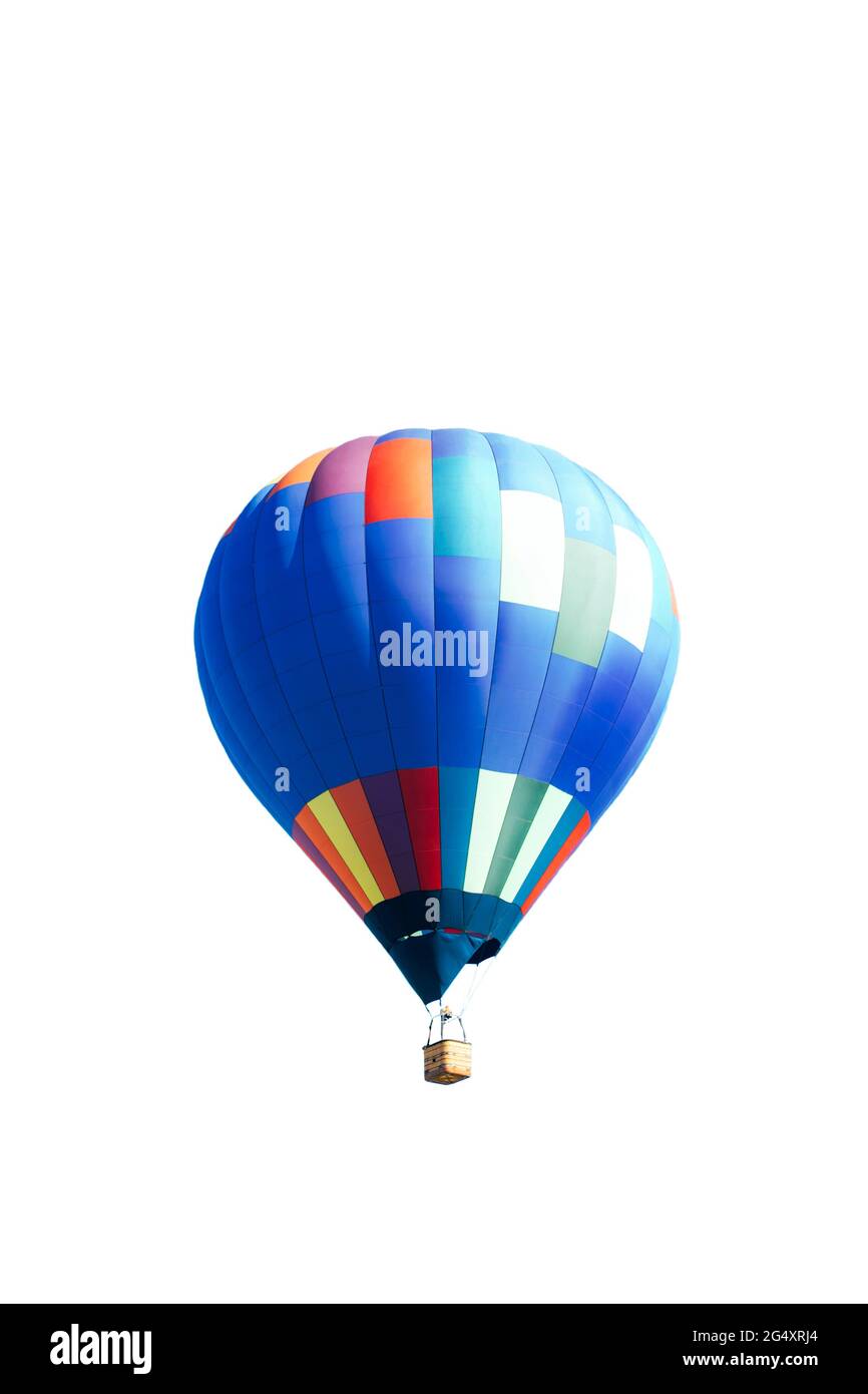 Striped colorful hot air balloon isolated on white background Stock ...