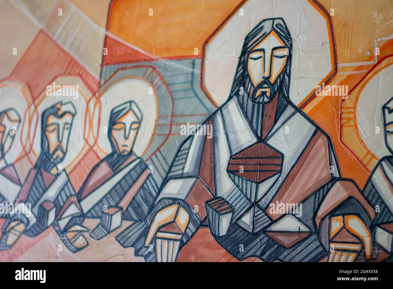 Painting of Jesus Christ and disciples at Last supper Stock Photo Alamy