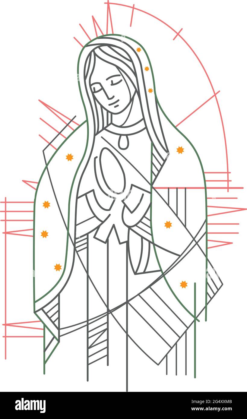 Digital illustration or drawing of Our Lady of Guadalupe Stock Vector