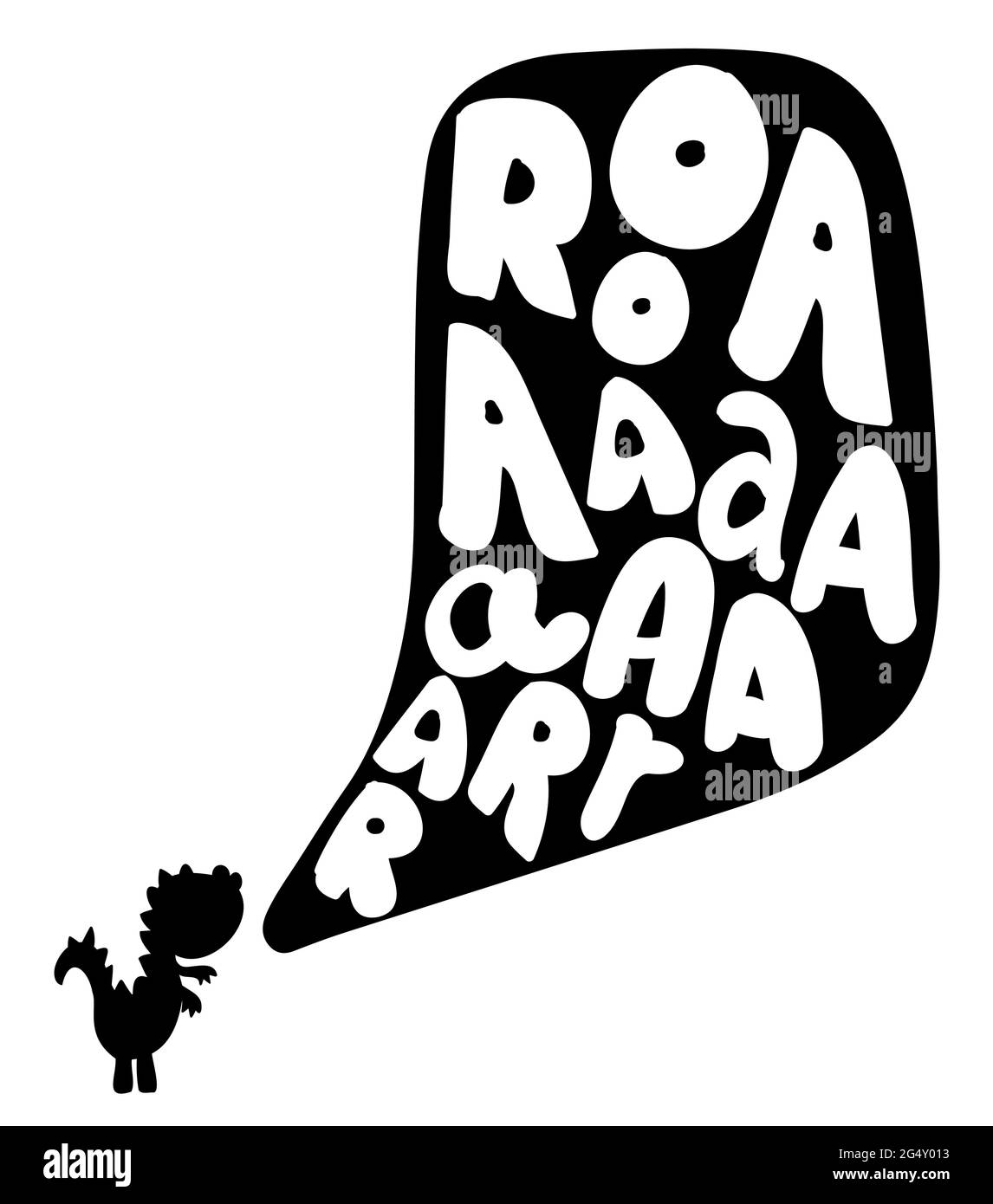 Roar word with speech bubble Dinosaur - Cute Dino print design - funny hand drawn doodle, cartoon alligator. Good for Poster or t-shirt textile graphi Stock Vector