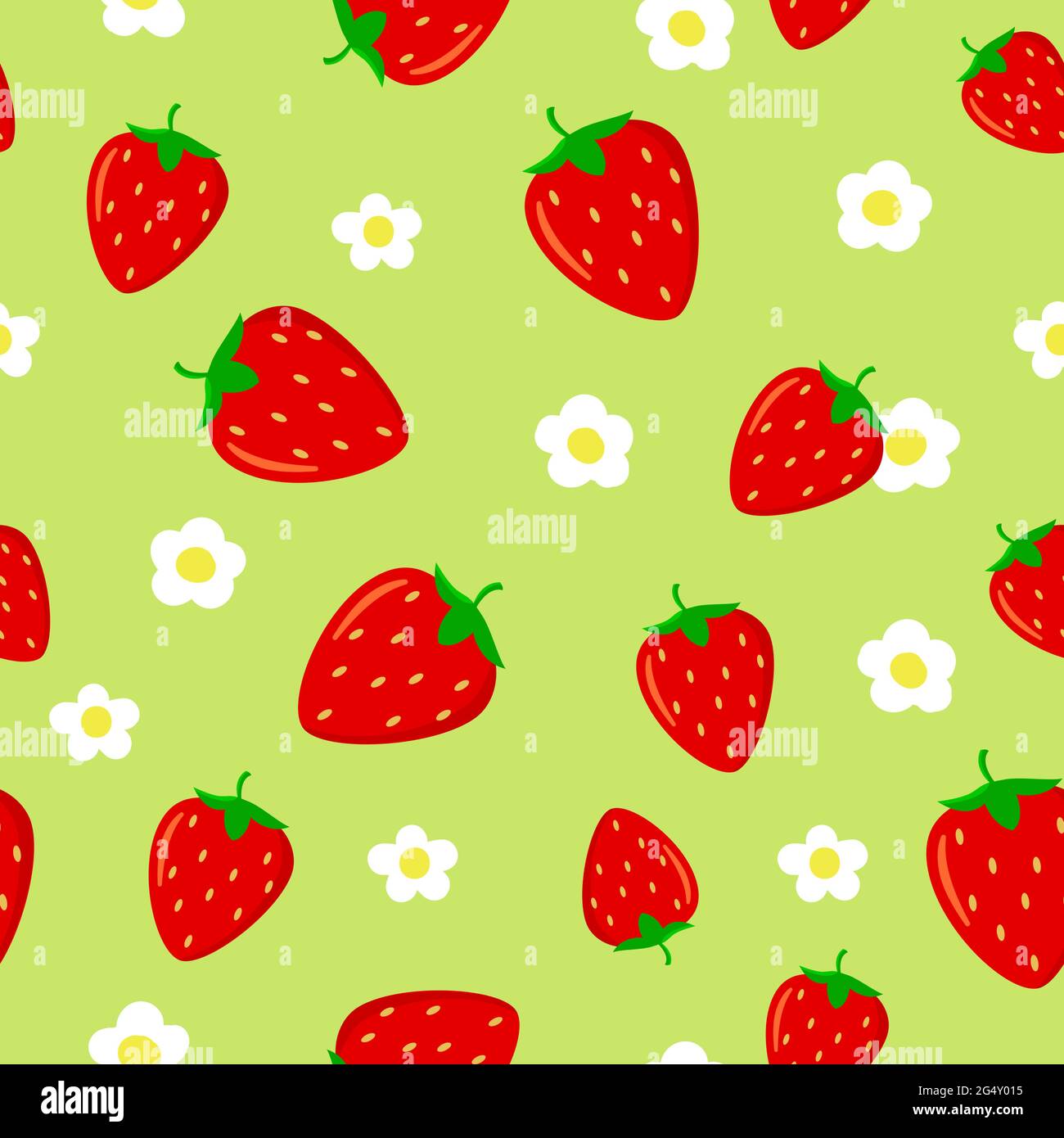 Seamless pattern with Bright red strawberries and strawberry flower on  green background. Fruit Wallpaper with Chaotic Strawberries. Vector  seamless p Stock Vector Image & Art - Alamy