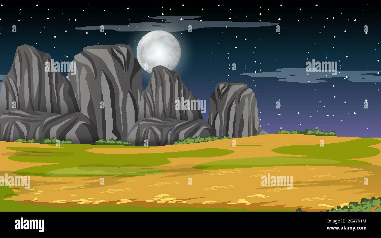 Nature forest landscape at night scene illustration Stock Vector Image ...