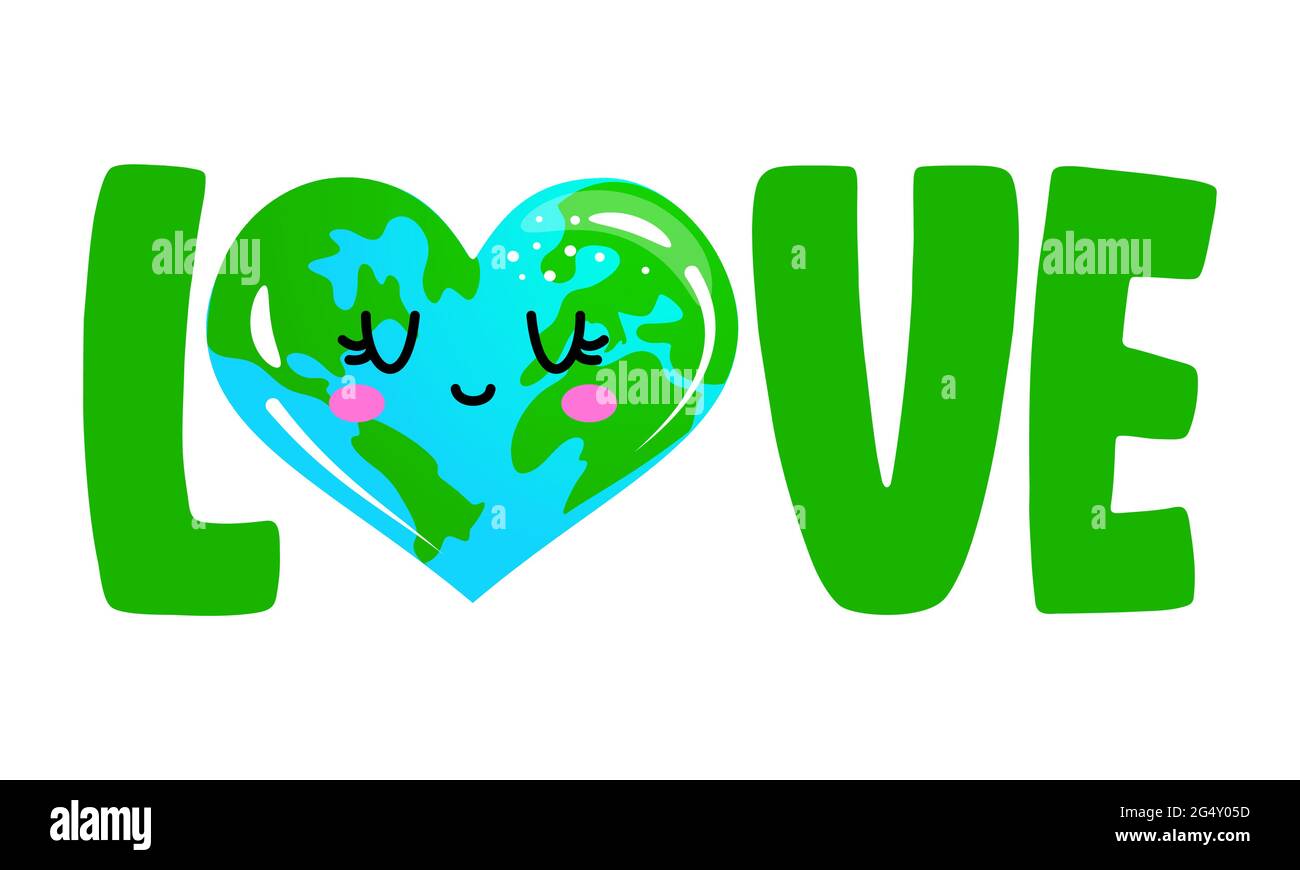 I Love Earth sticker text quotes and earth drawing with eco