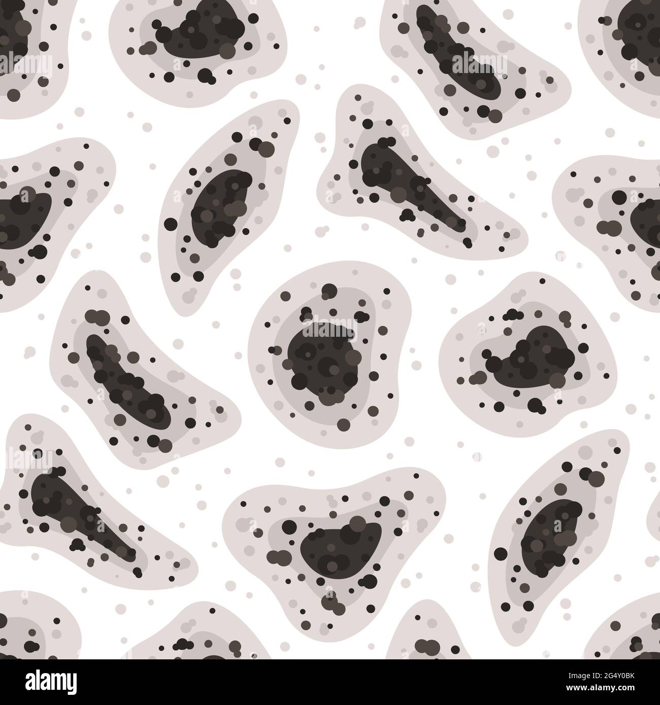 Seamless pattern with black mold spots. Toxic mold spores. Fungi and bacteria. Black fungus outbreak. Mucormycosis disease. Isolated vector Stock Vector