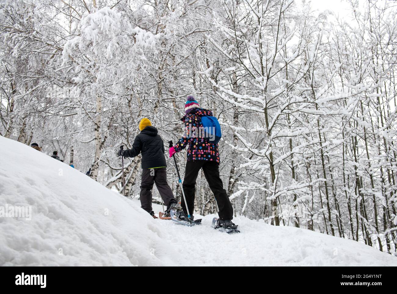 Les Deux Alpes (French alps, south eastern France): the ski resort covered in snow in winter. Leisure activities during the Coronavirus outbreak as sk Stock Photo