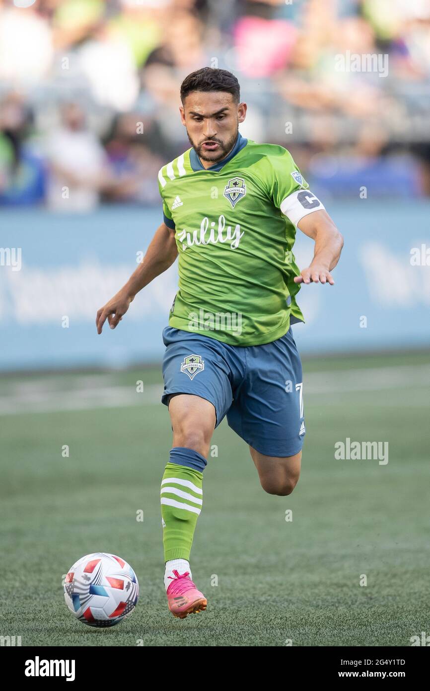 Seattle, United States. 23rd June, 2021. Seattle Sounders midfielder ...