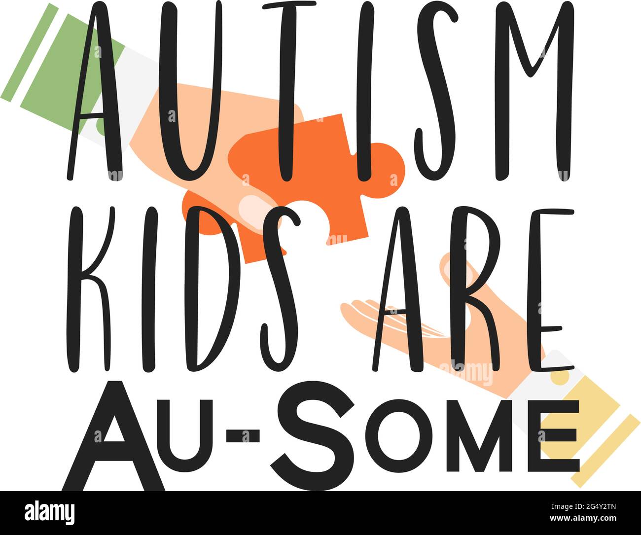 Autism kids are awesome quote lettering typography illustration Stock ...