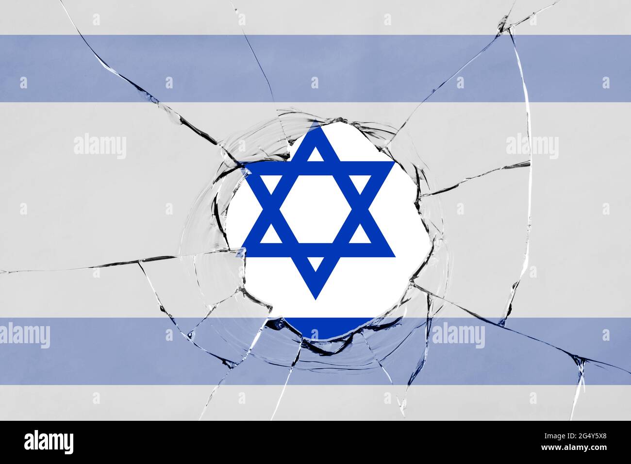 3D Flag of Israel on a glass breakage Stock Photo - Alamy