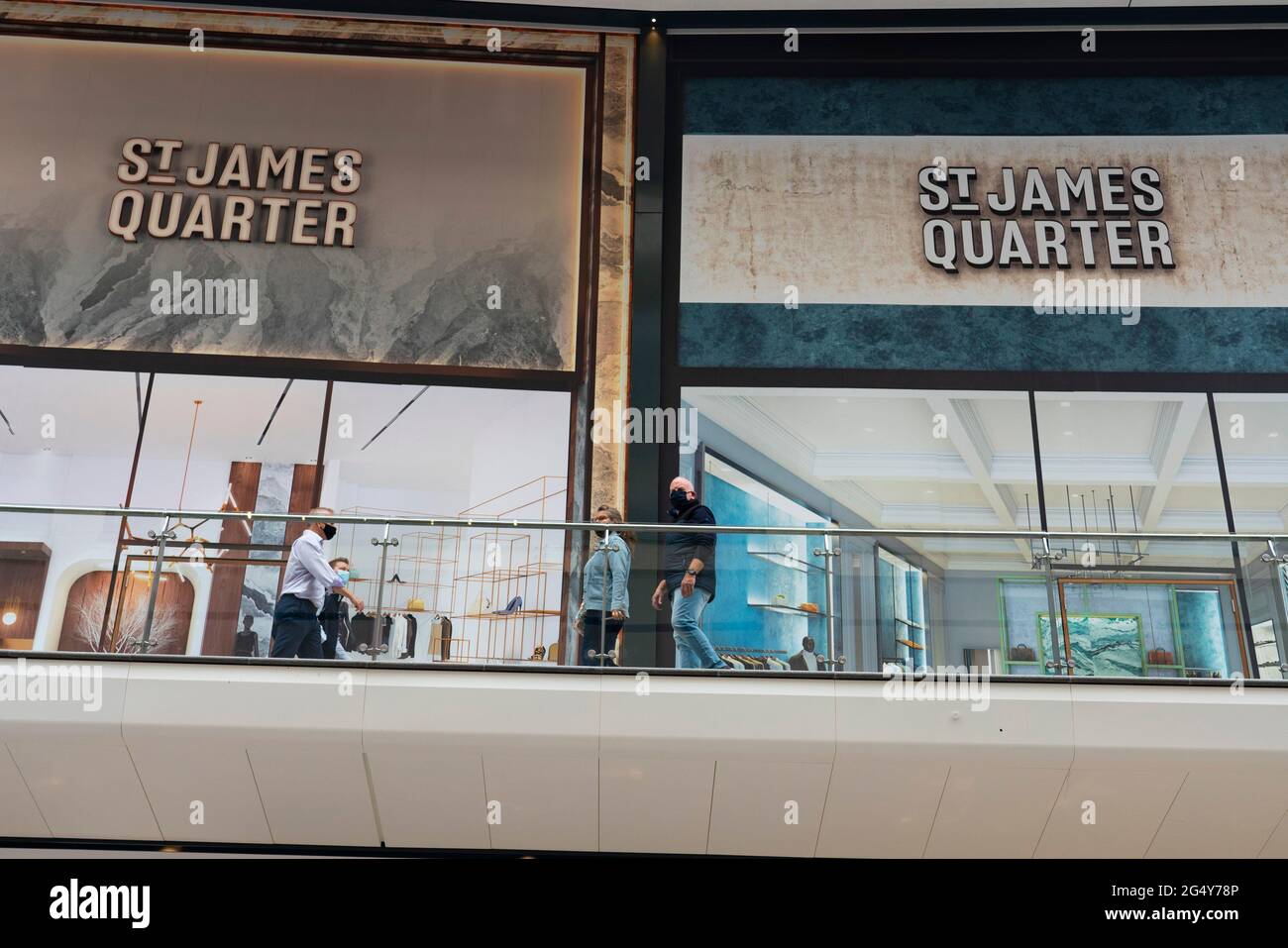 Edinburgh, Scotland, UK. 24 June 2021. First images of the new St James Quarter which opened this morning in Edinburgh. The large retail and residential complex replaced the St James Centre which occupied the site for many years.Pic; Some stores remain closed,.  Iain Masterton/Alamy Live News Stock Photo