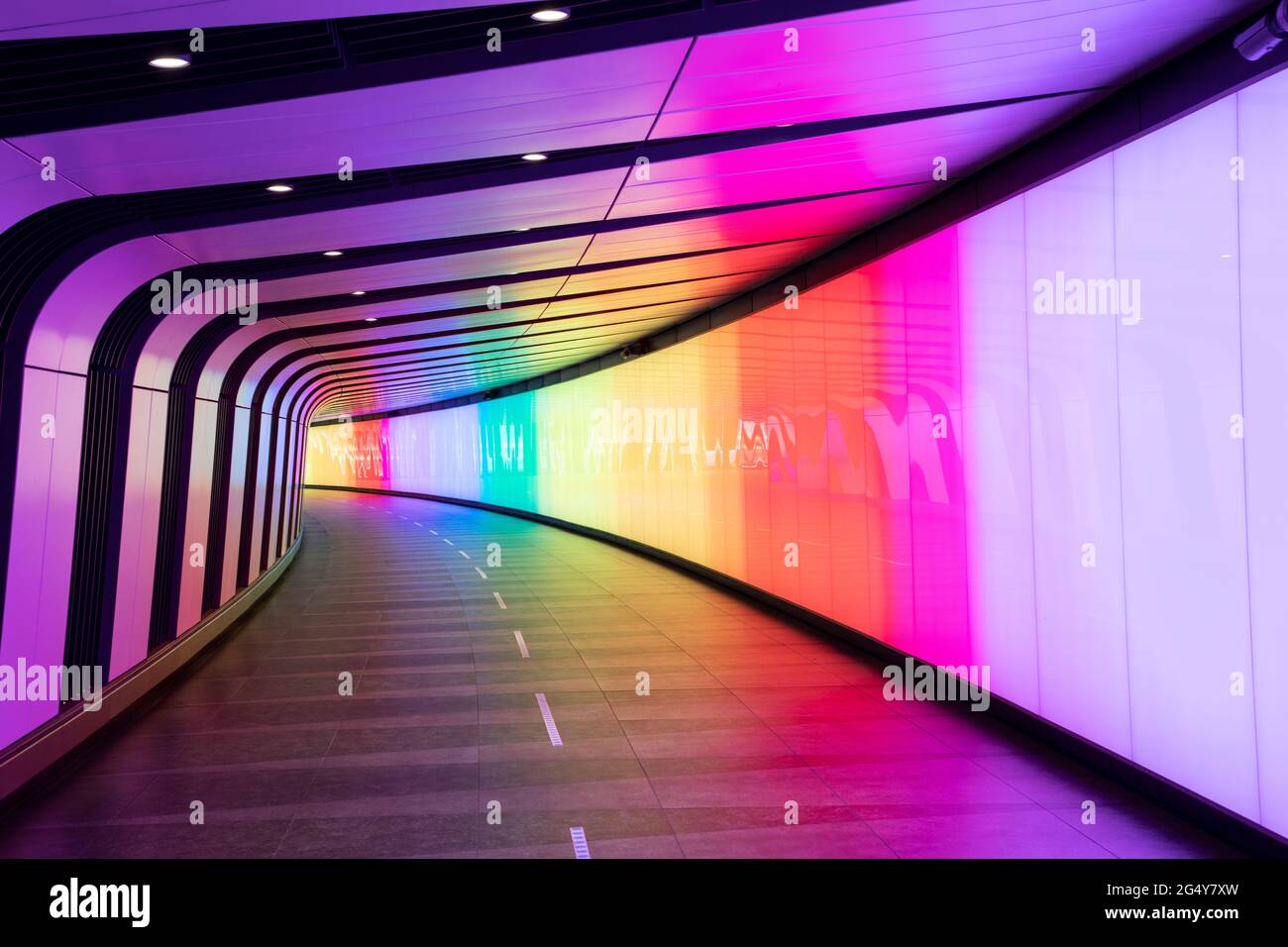 Underpass between St Pancras and Kings Cross Station, London England UK