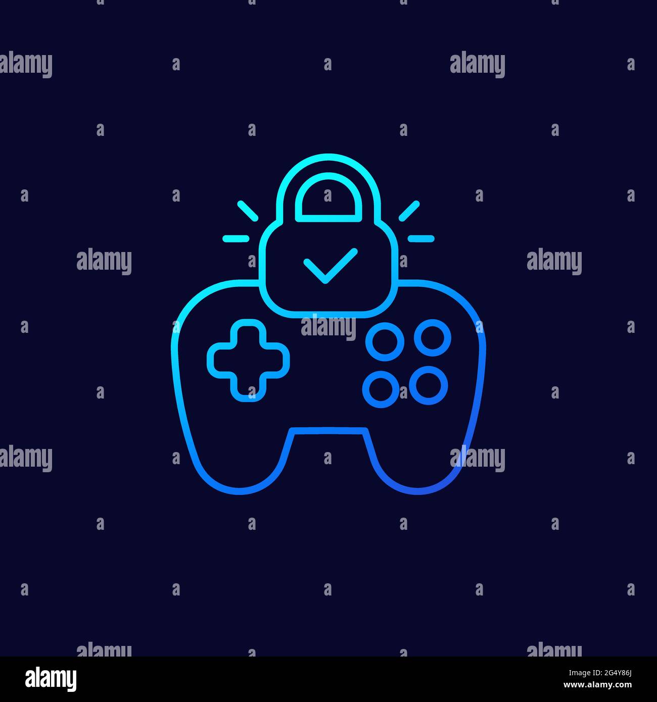 Parental control for video games line icon Stock Vector