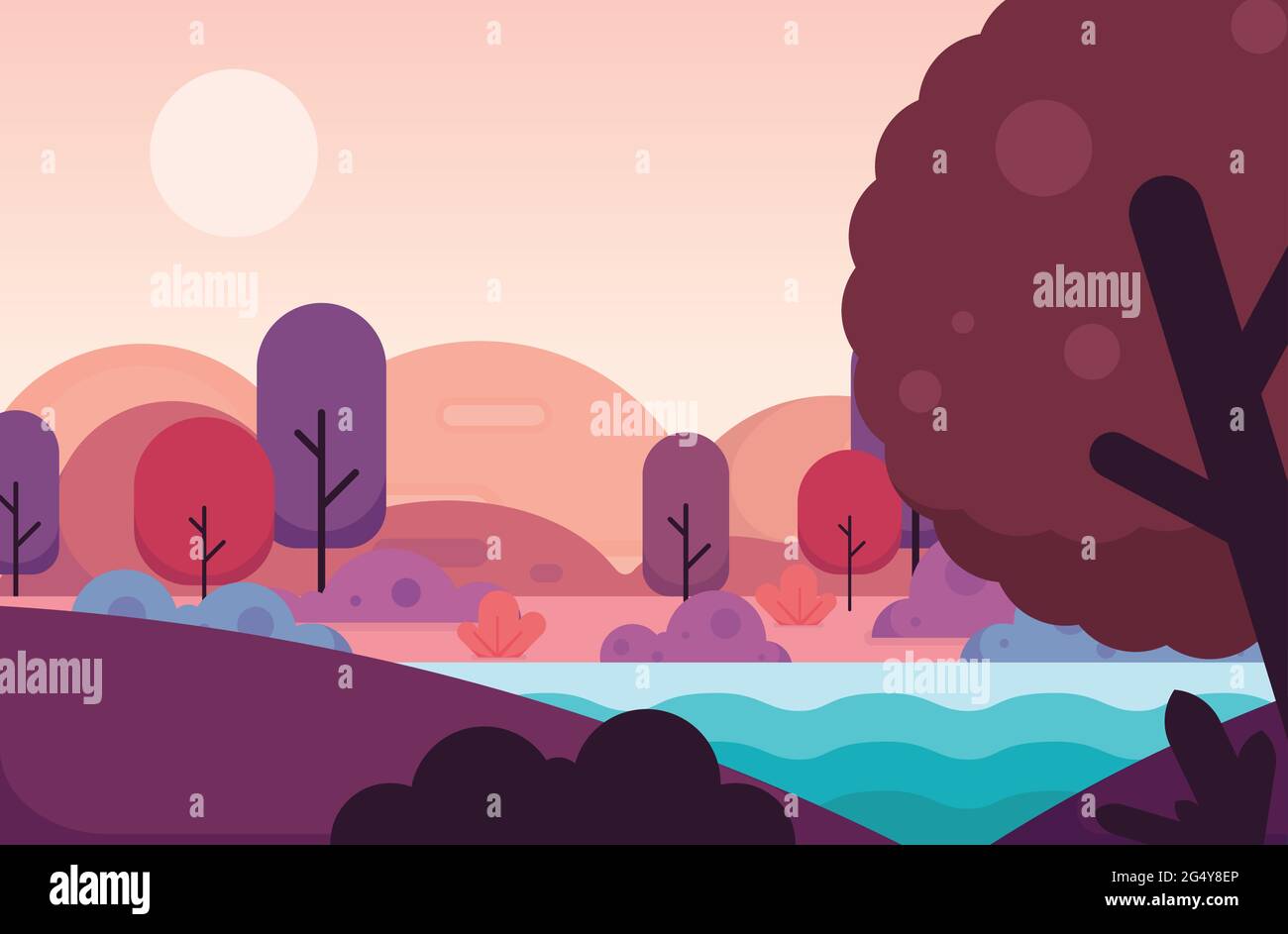 Mountain nature panoramic landscape. Flat design vector illustration. Stock Vector