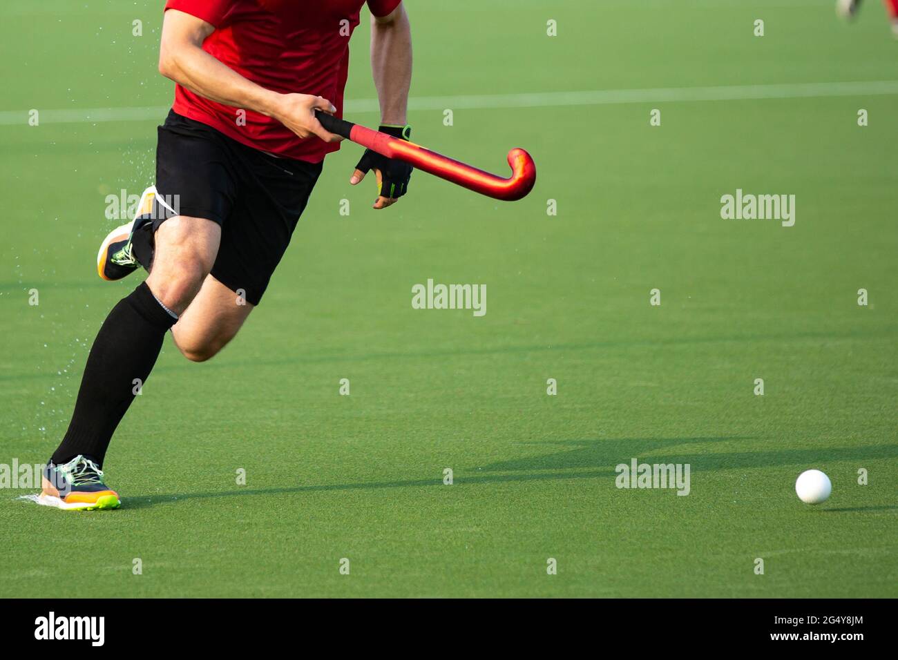 Field hockey player on artificial grass play field Stock Photo Alamy