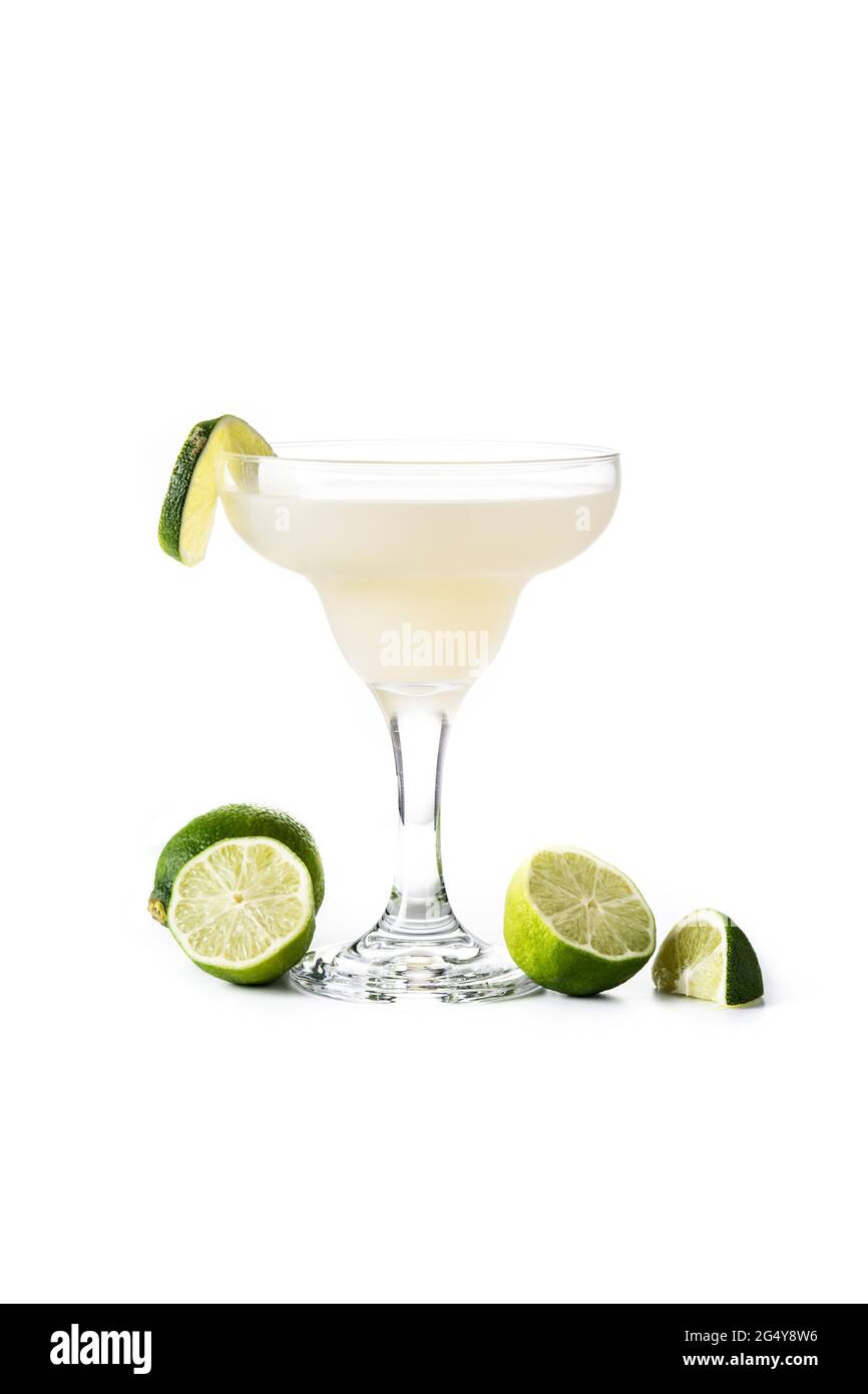 Classic daiquiri cocktail in glass isolated on white background Stock