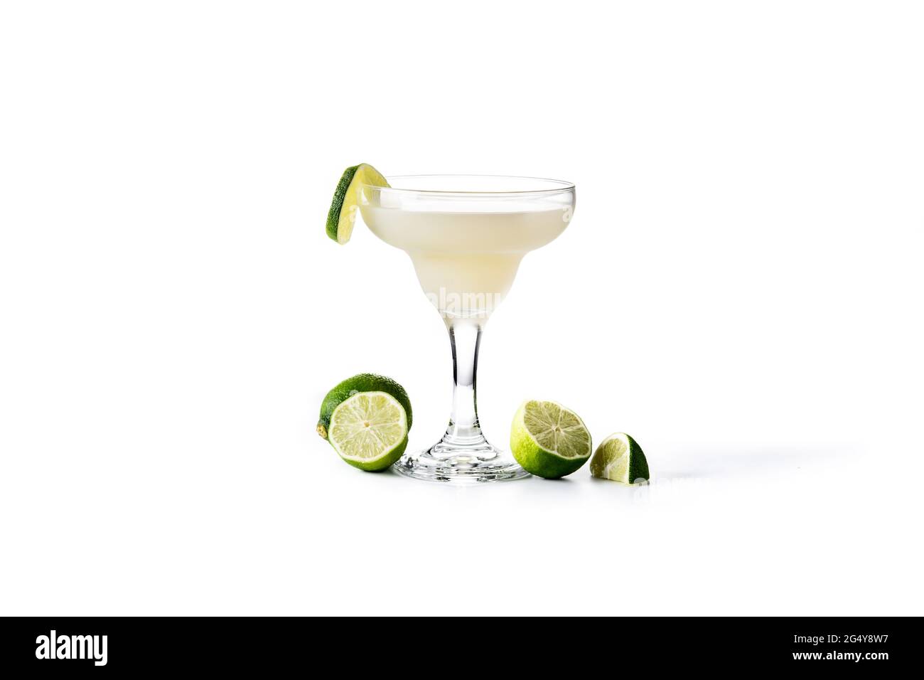 Classic daiquiri cocktail in glass isolated on white background Stock