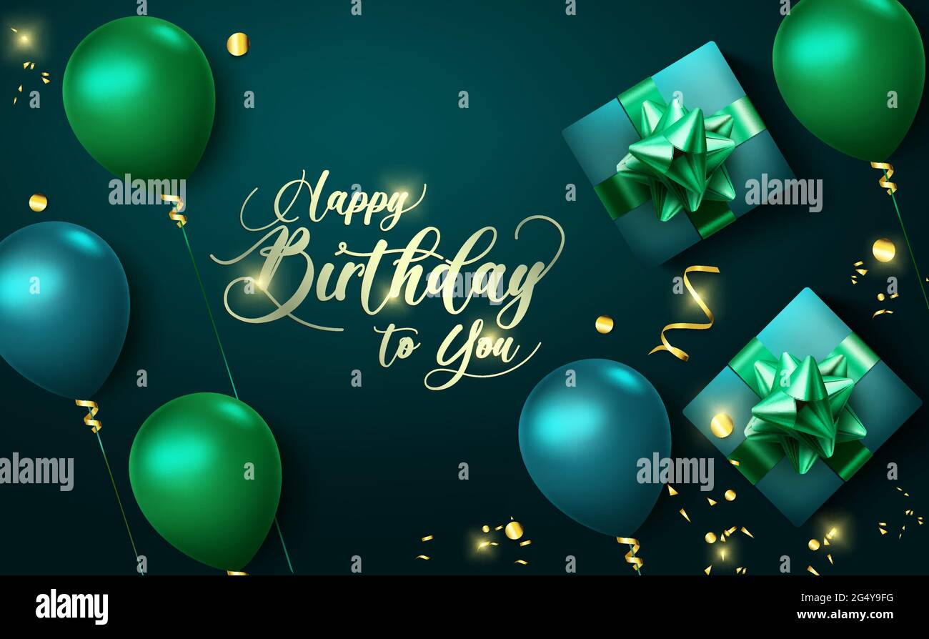 Happy birthday vector banner background. Happy birthday to you text with  party elements like balloons, gifts and confetti for birth day celebration  Stock Vector Image & Art - Alamy