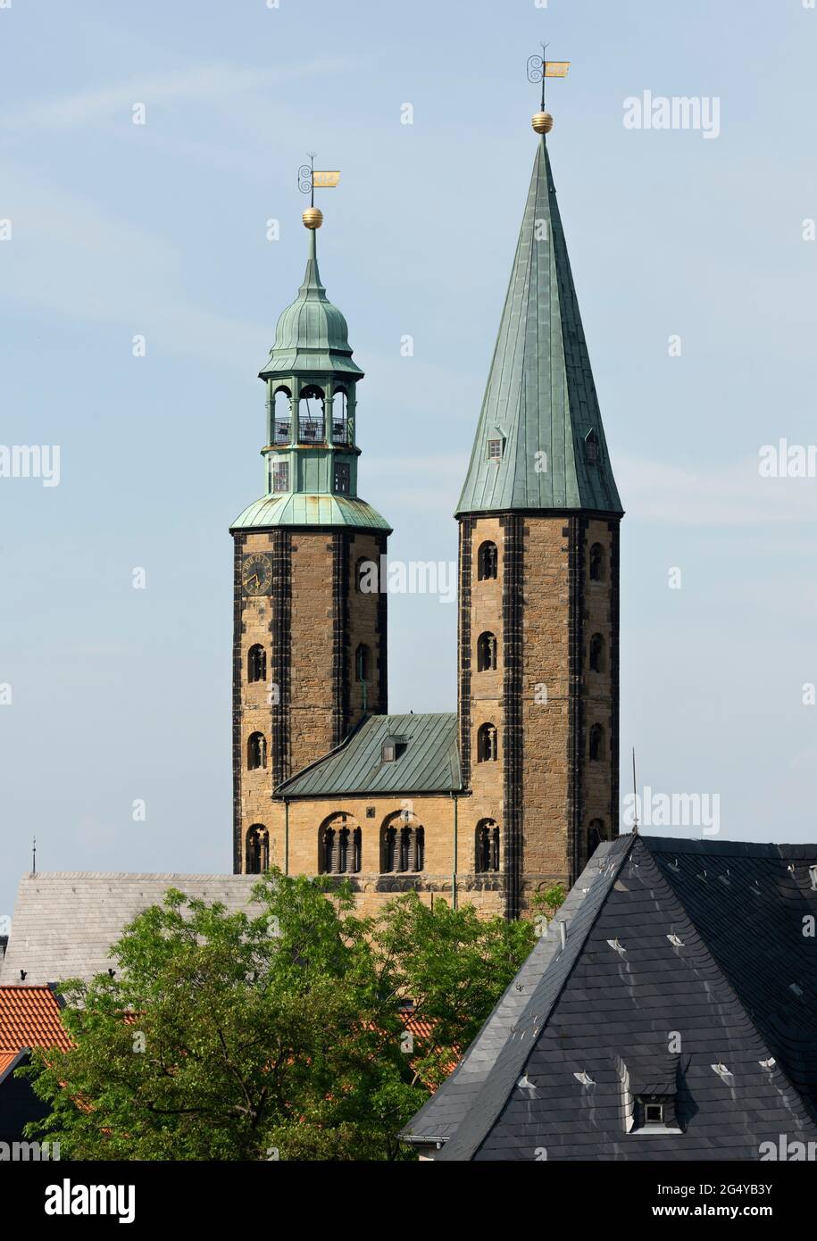Goslar, Marktkirche St. Cosmas und Damian, Westtürme Stock Photo