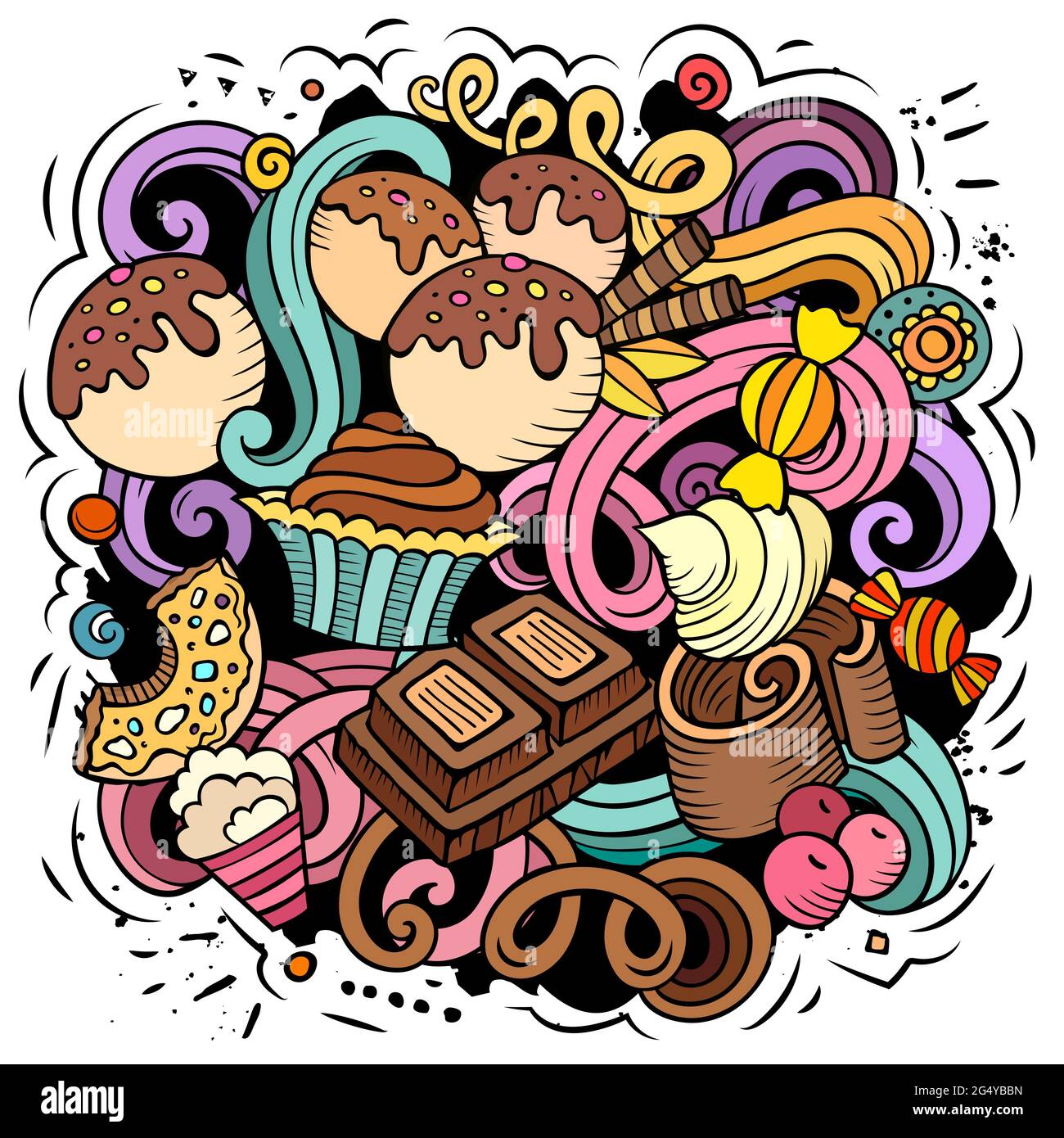 Sweet food vector doodles illustration Stock Vector Image & Art - Alamy