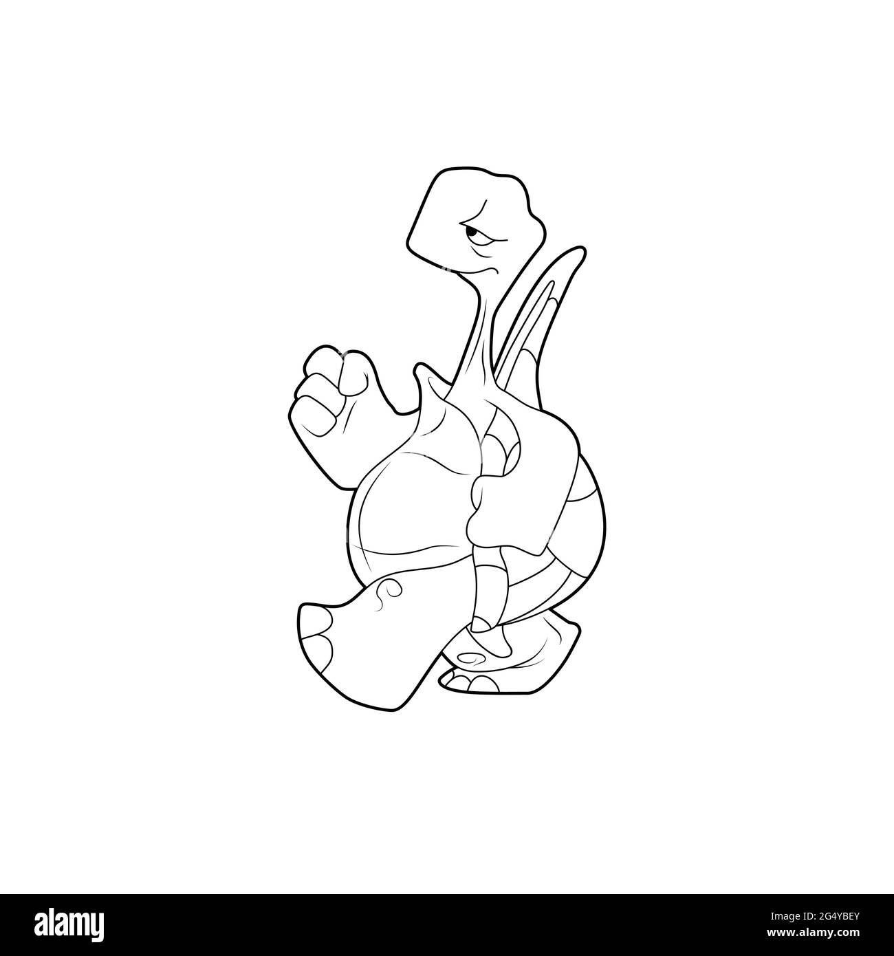 Coloring book for kids. Cartoon character. The turtle goes forward. Black contour silhouette. Isolated on white background. Animal theme. Vector illus Stock Vector