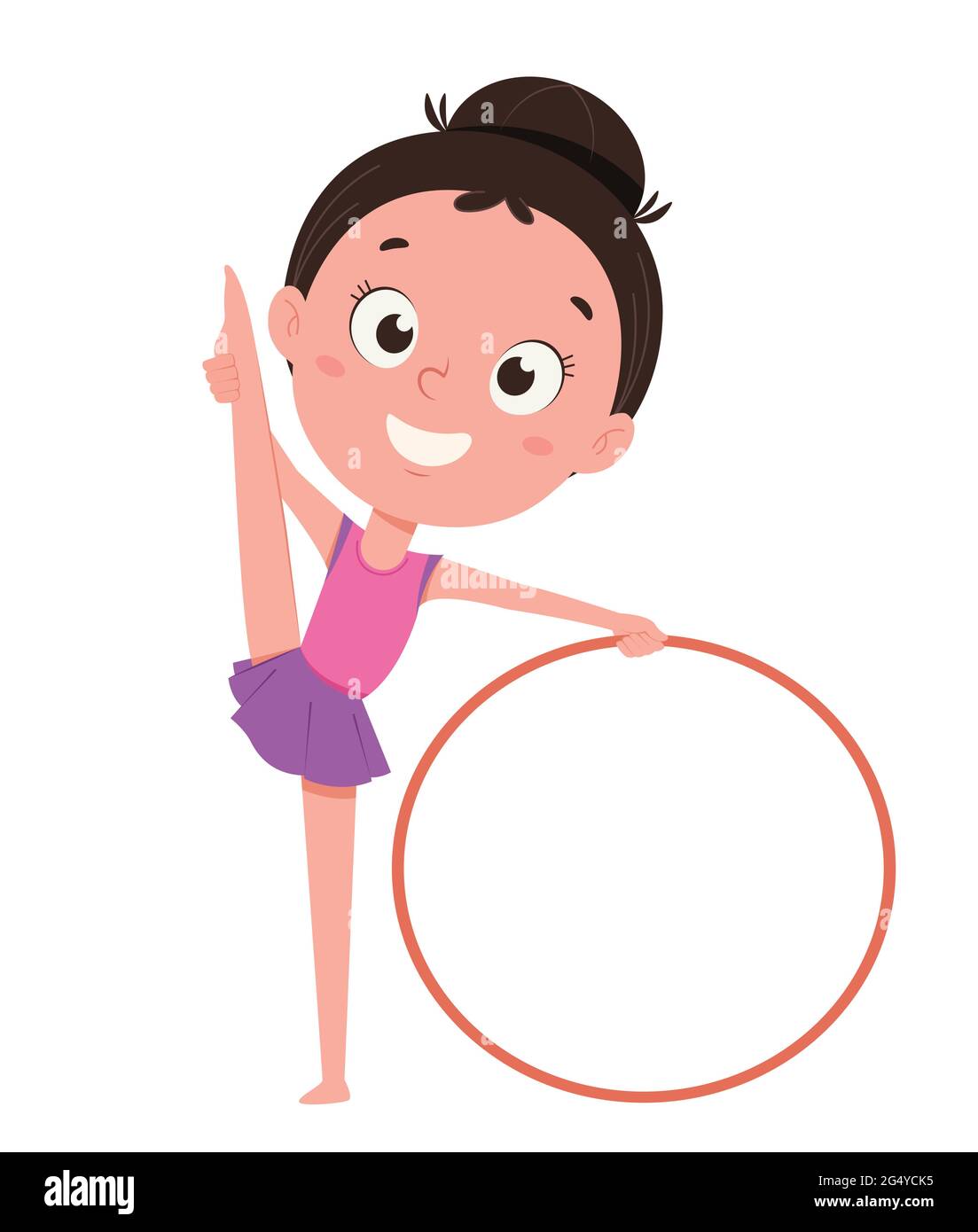 Cute little girl training with hula hoop. Funny cartoon character. Vector  illustration on white background Stock Vector Image & Art - Alamy