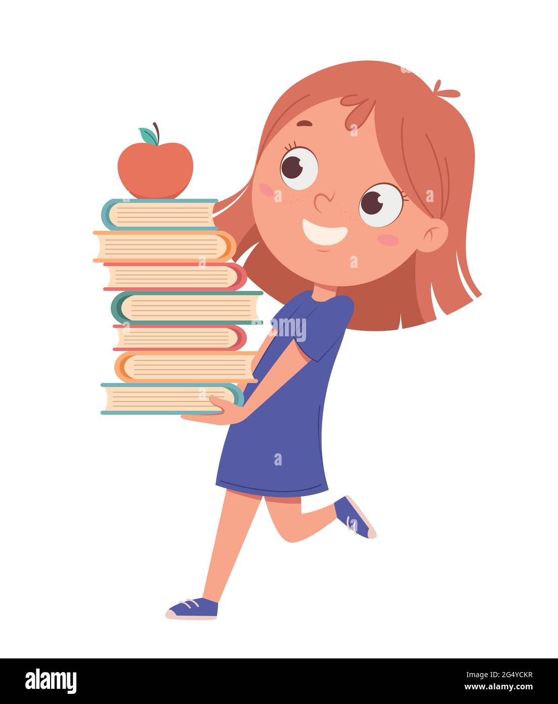 Cute little girl cartoon character holding books. Back to school concept. Funny  cartoon character. Vector illustration on white background Stock Vector  Image & Art - Alamy