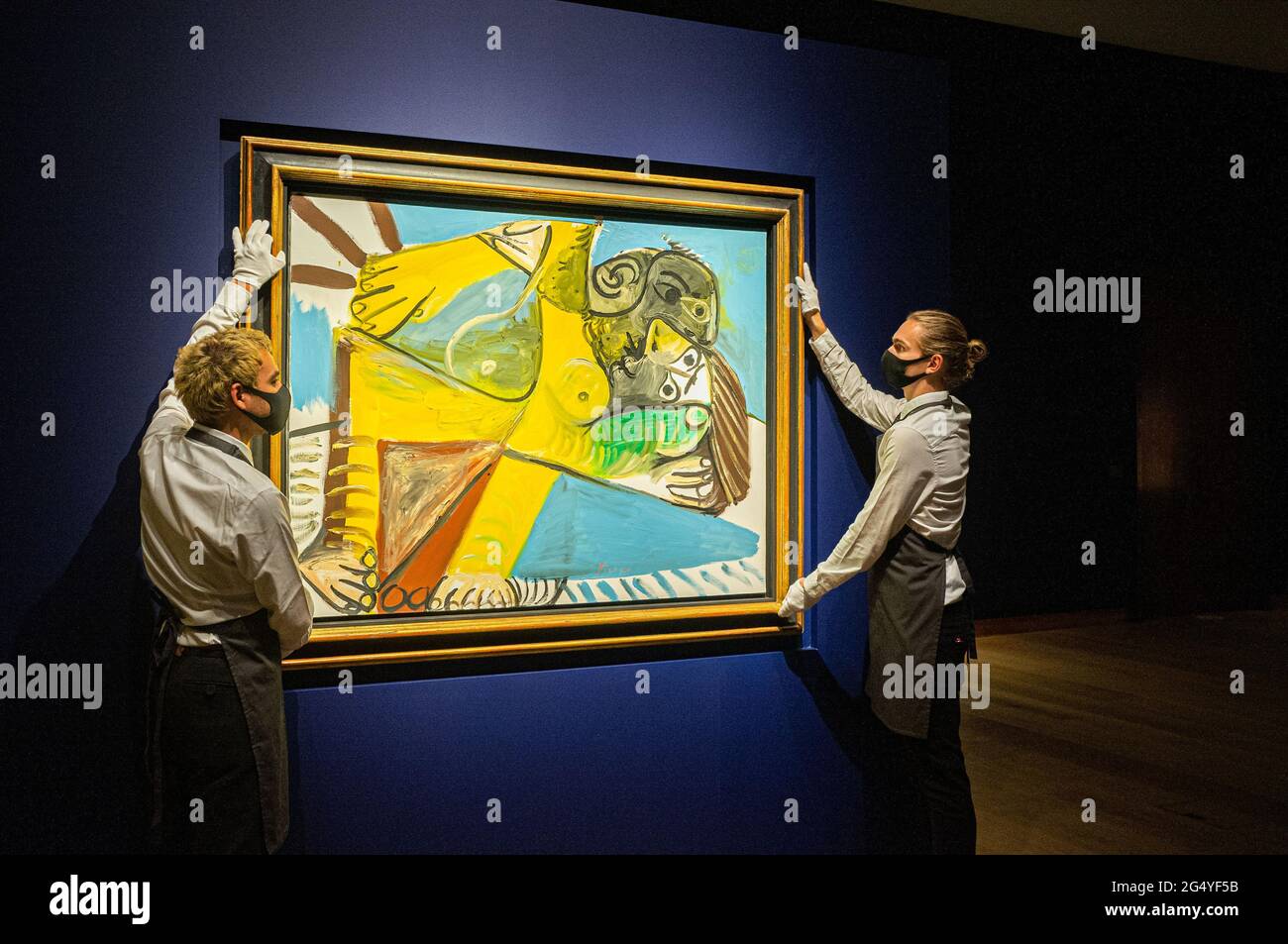 LONDON 24 June 2021. PABLO PICASSO (1881-1973) L'Étreinte oil on canvas. Painted in Mougins on 23 October 1969 Estimate GBP 11,000,000 - GBP 16,000,000. The sale takes place on 30 June.  IMAGES ARE ASKED TO BE UNDER EMBARGO UNTIL 10:30 AM. Credit amer ghazzal/Alamy Live News Stock Photo