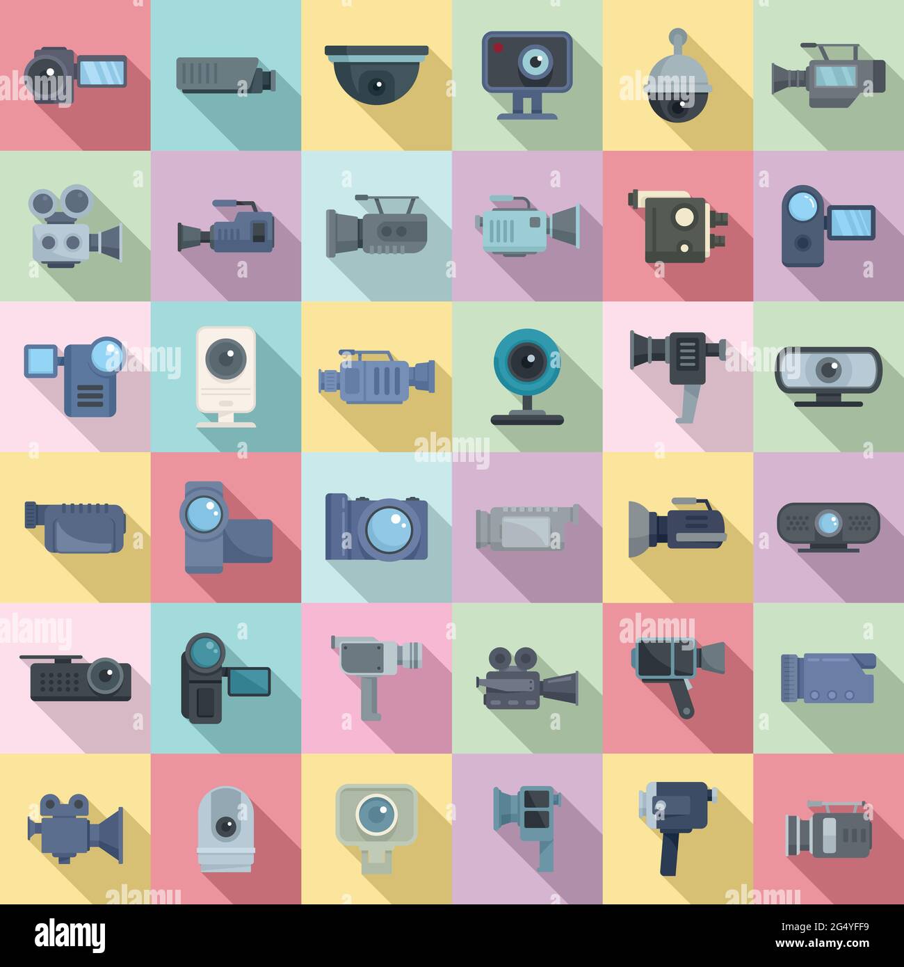 Camcorder icons set, flat style Stock Vector Image & Art Alamy