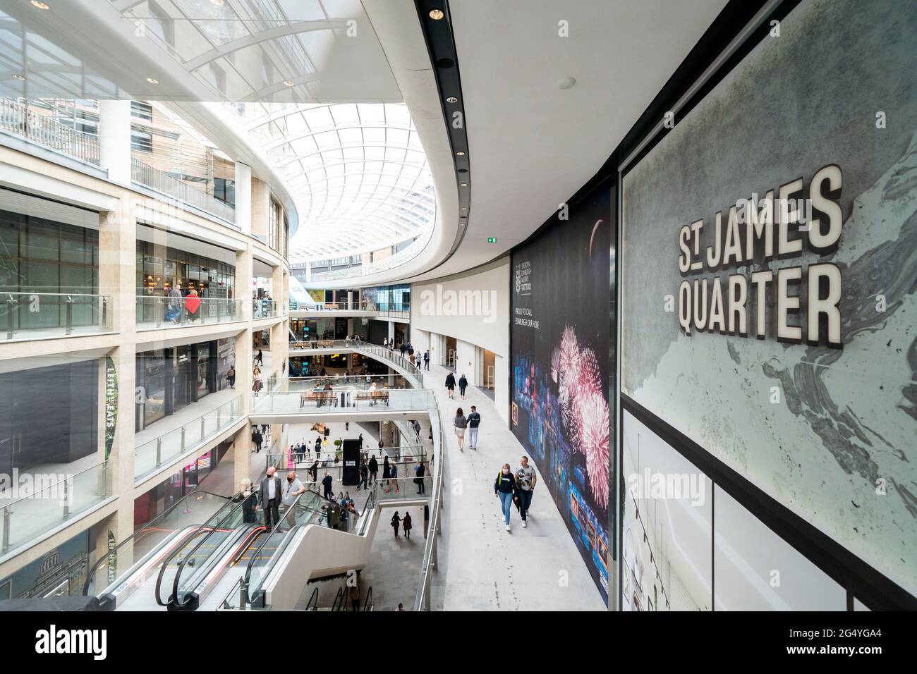 The main retail space inside the St James Quarter shopping centre in