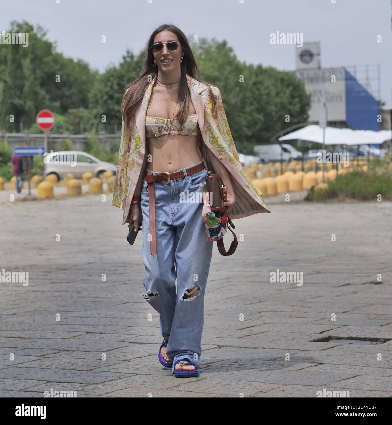 GInevra Mavilla posing for photographers after Etro fashion show during  MFW201 man collections! Stock Photo - Alamy