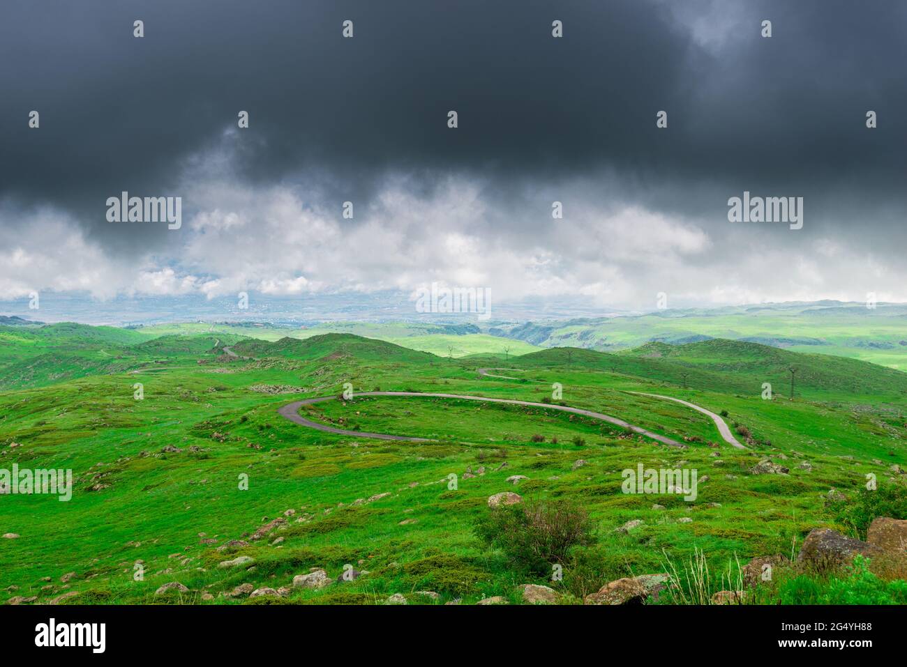 Picturesque mountain landscape of Transcaucasia, Mountains of Georgia Stock Photo