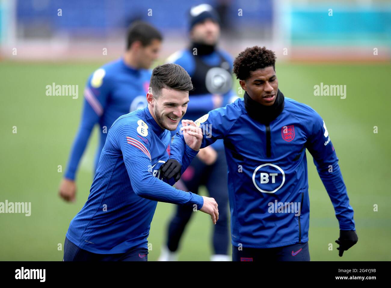 Declan Rice Rashford England's Declan Rice (left) and Marcus Rashford during a training ...