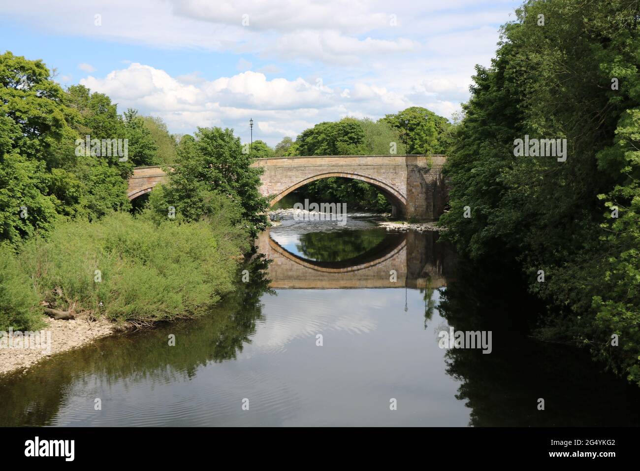 Arched Bridge over River Swale in Catterick North Yorkshire, UK. Stock Photo