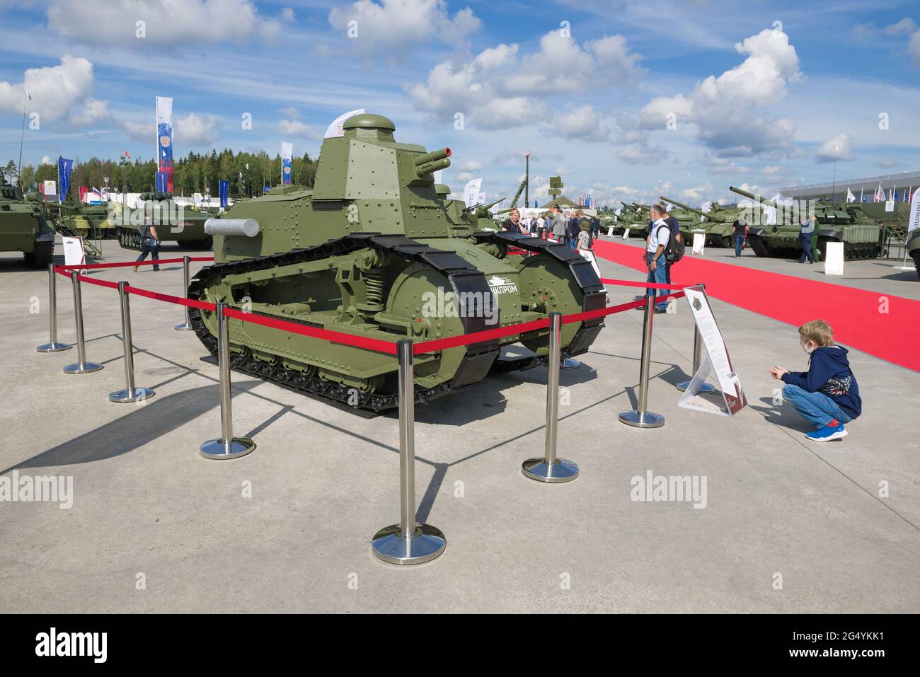MOSCOW REGION, RUSSIA - AUGUST 25, 2021: French light tank  Renault FT-17 on the international forum Army-2020. Patriot Park Stock Photo