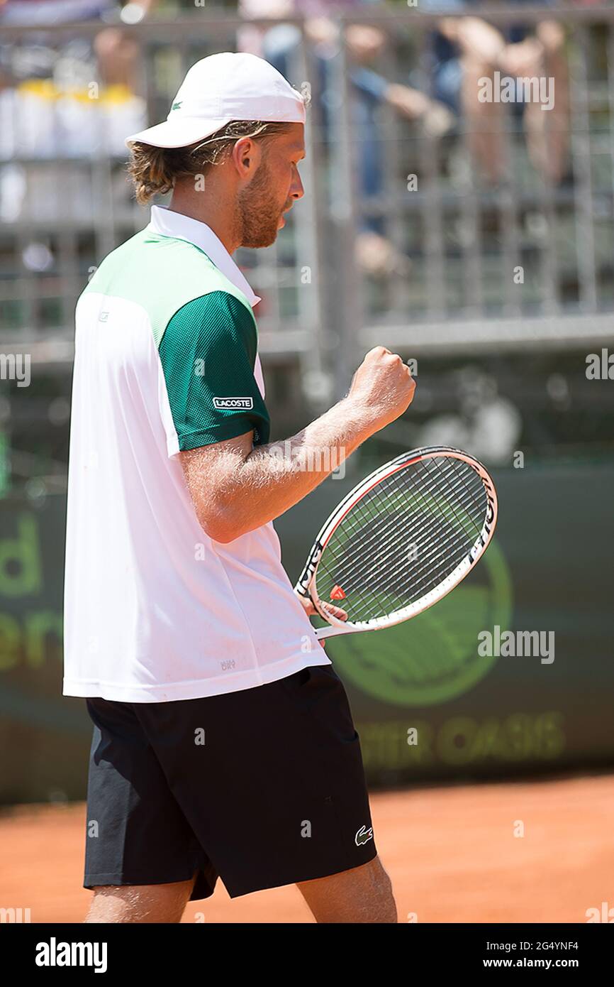 Milan, Italy. 24th June, 2021. exultation of French player Hugo Grenier  during ATP Challenger Milano 2021, Tennis Internationals in Milan, Italy,  June 24 2021 Credit: Independent Photo Agency/Alamy Live News Stock Photo -  Alamy