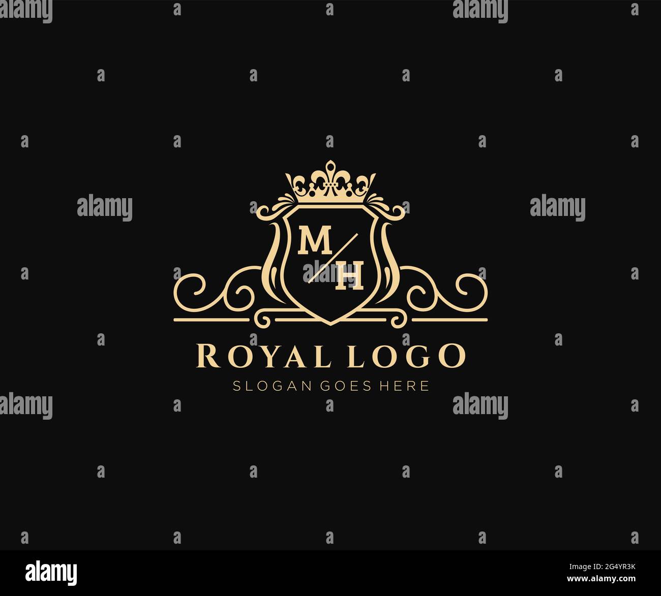 MH Letter Luxurious Brand Logo Template, for Restaurant, Royalty ...