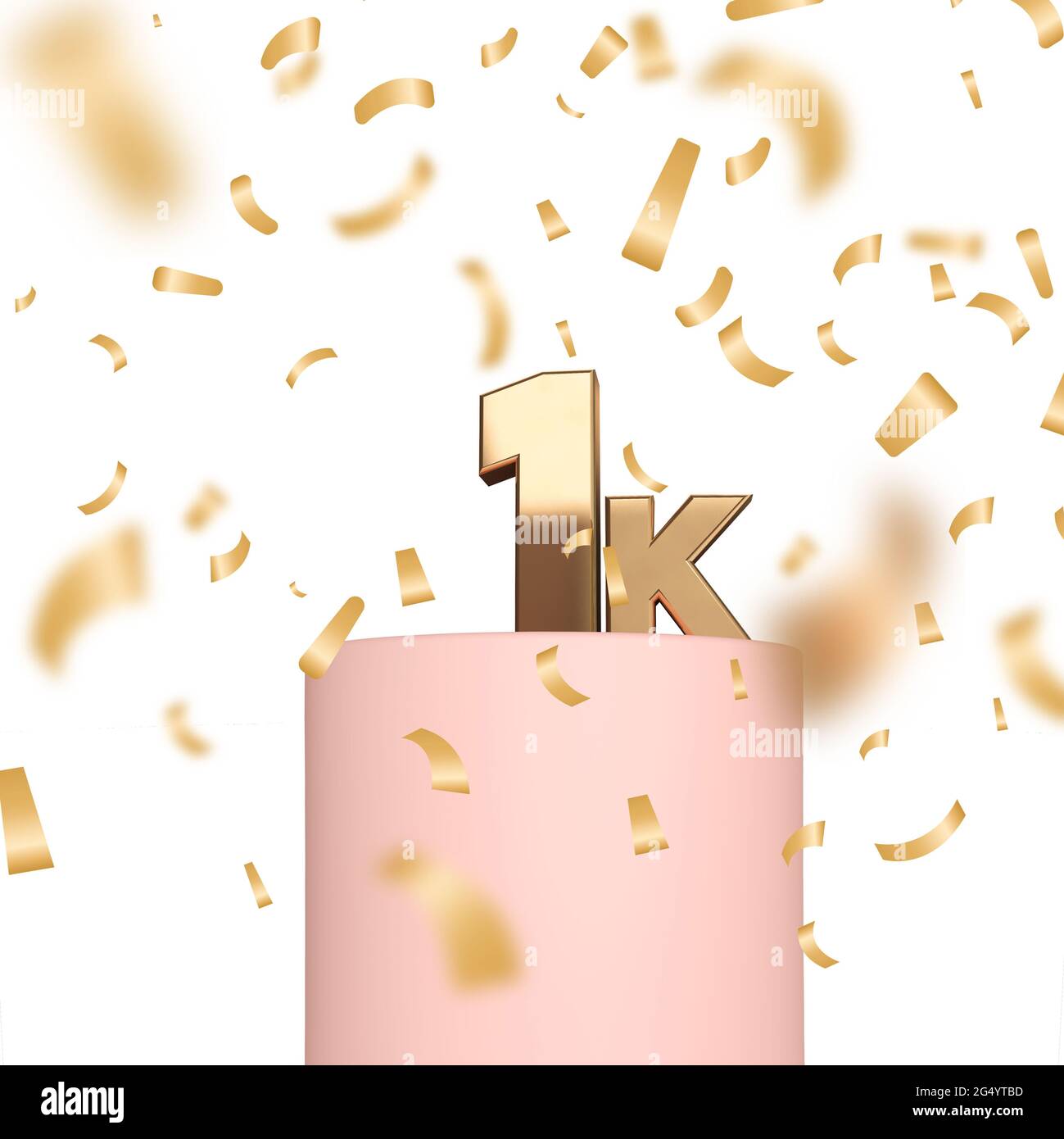 1k social media followers or subscribers celebration background. 3D Rendering Stock Photo