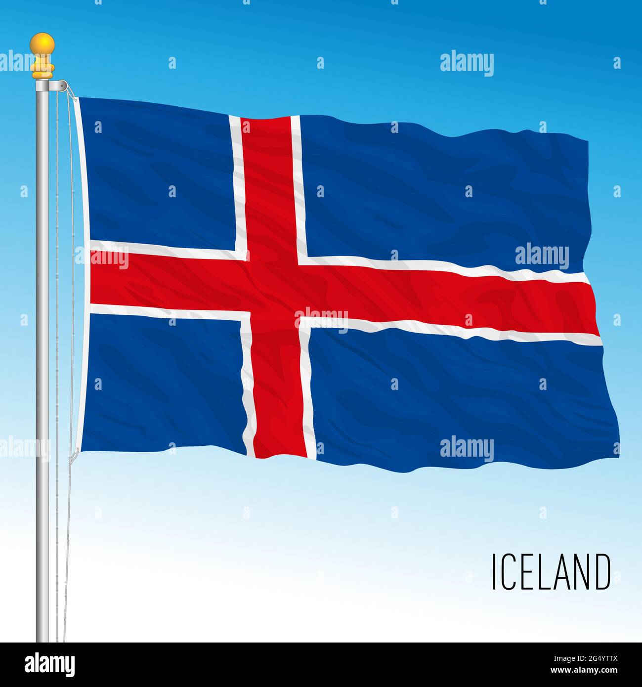 Iceland official national flag, north european country, vector illustration Stock Vector