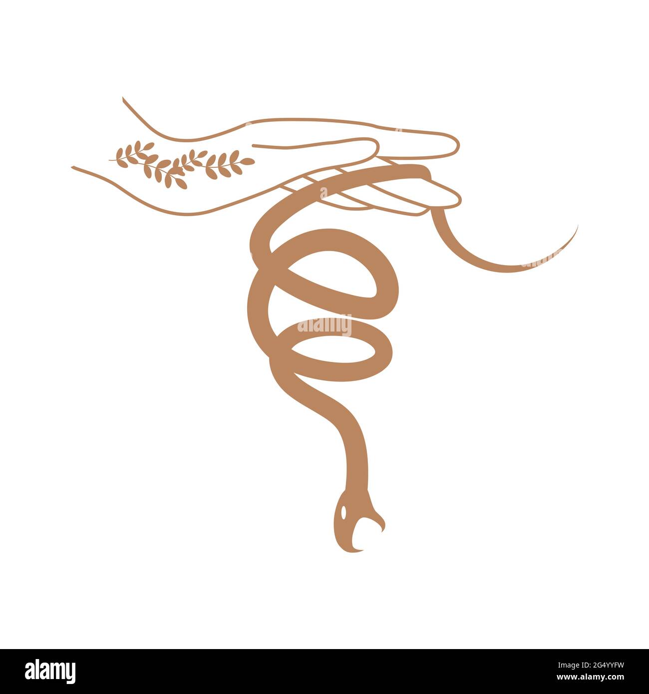 Esoteric symbol. Mystical and magical design with a magical snake on the hand Stock Vector
