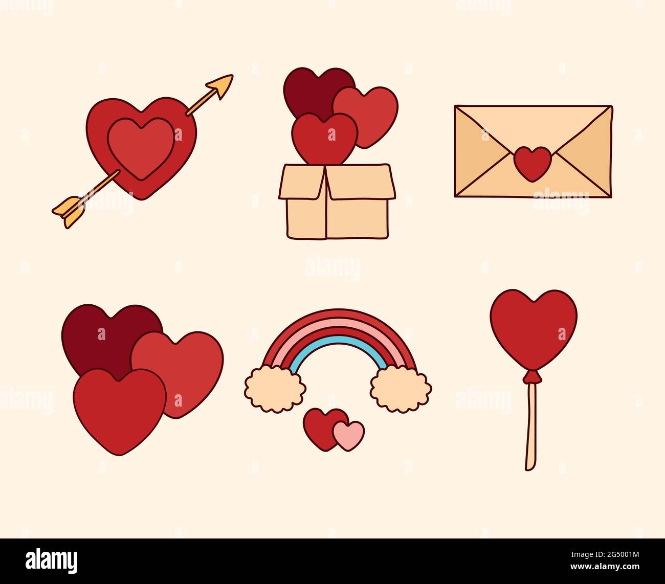 six love icons Stock Vector