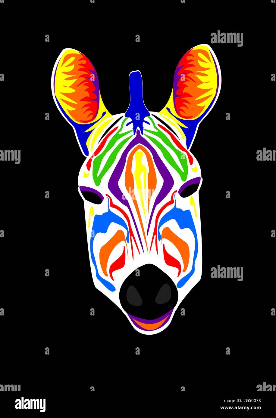 Zebra rainbow head vector in beautiful style Stock Vector
