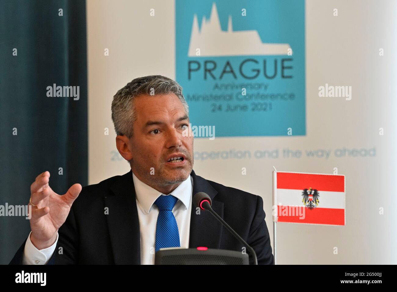 Prague Czech Republic 24th June 2021 Austrian Interior Minister Karl Nehammer Attends The Salzburg Forum Of Central European Security Partnership On June 24 2021 In Prague Czech Republic Credit Vit Simanek Ctk Photo Alamy