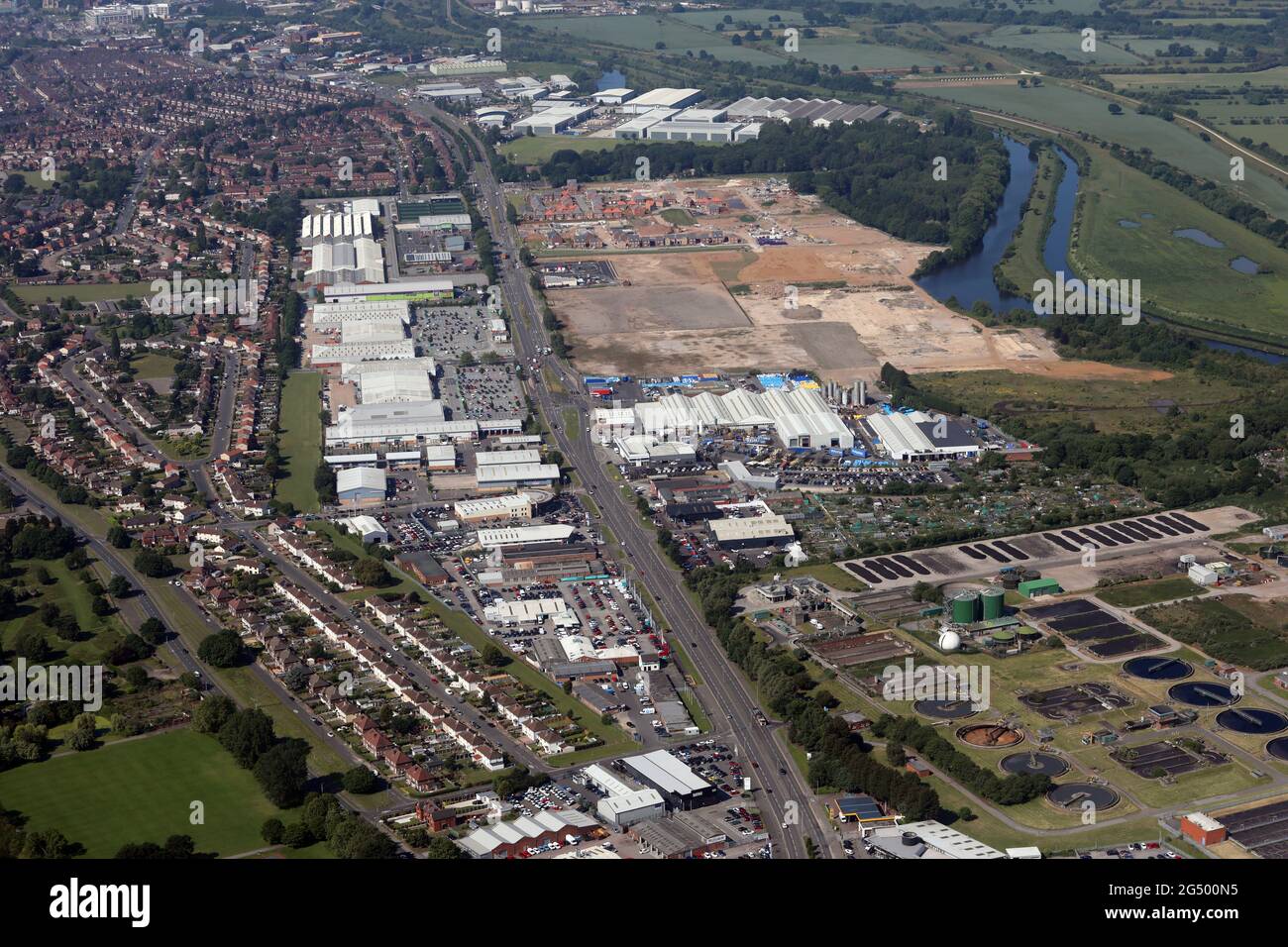 aerial view looking west down Wheatley Hall Road in Doncaster, South Yorkshire Stock Photo