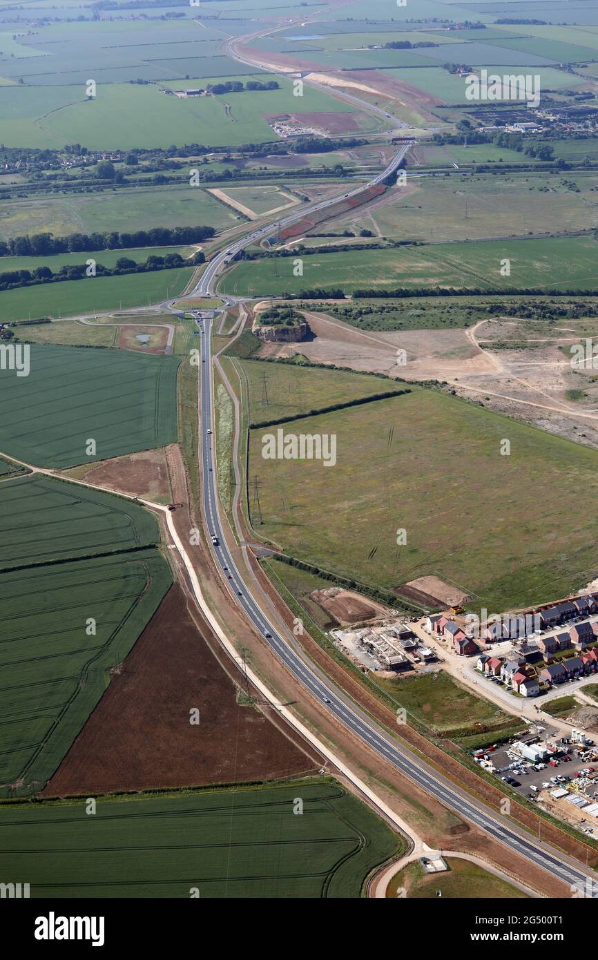aerial view of Lincoln Eastern By-pass under construction in June 2021 Stock Photo