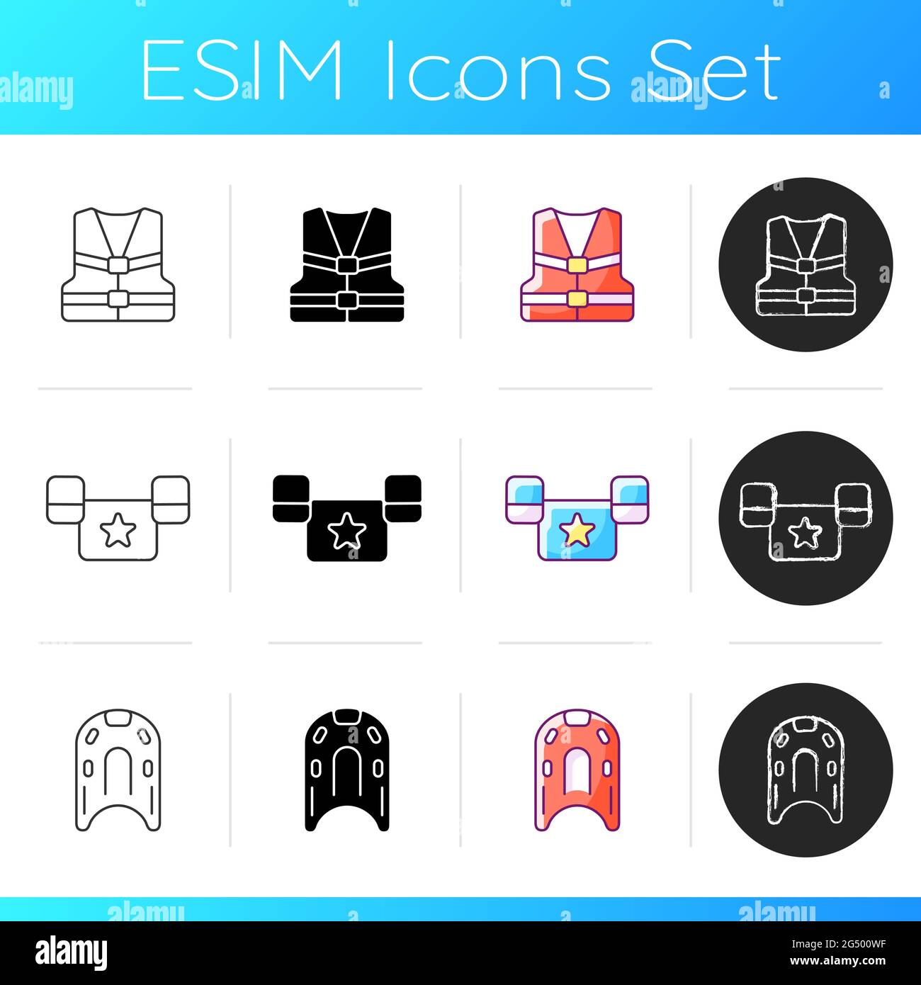 Swimming lessons icons set Stock Vector