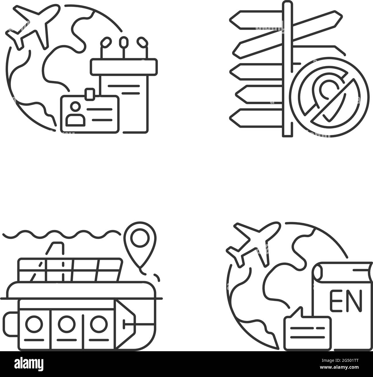 Business trip linear icons Black and White Stock Photos & Images - Alamy