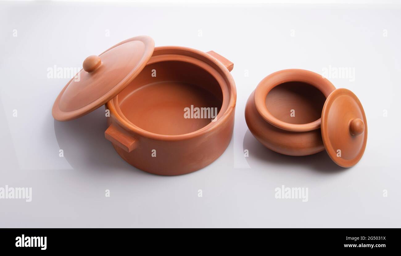 Clay Pots Isolated on White Background Stock Photo