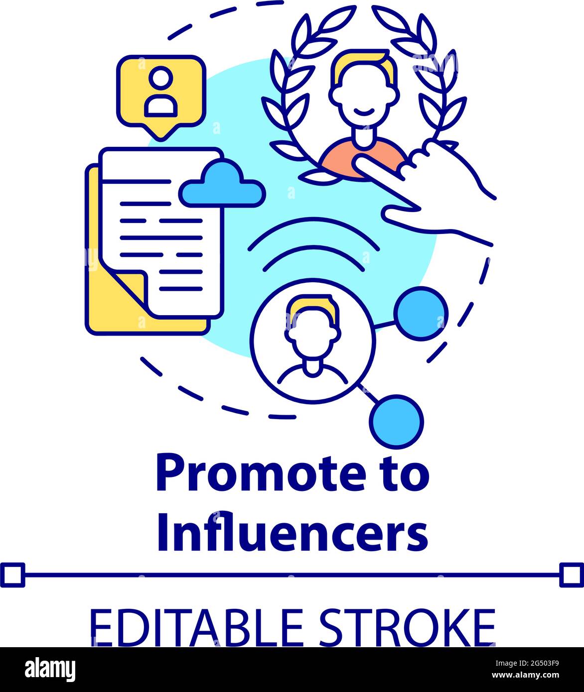 Promote to influencers concept icon Stock Vector