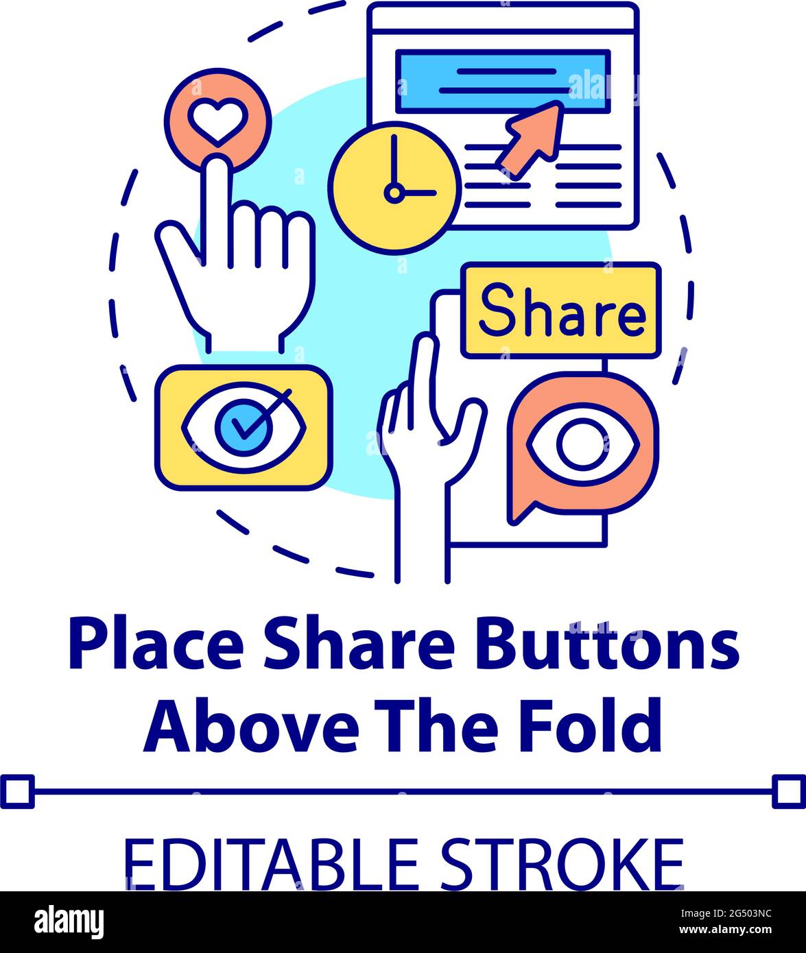 Place share buttons above fold concept icon Stock Vector Image & Art ...