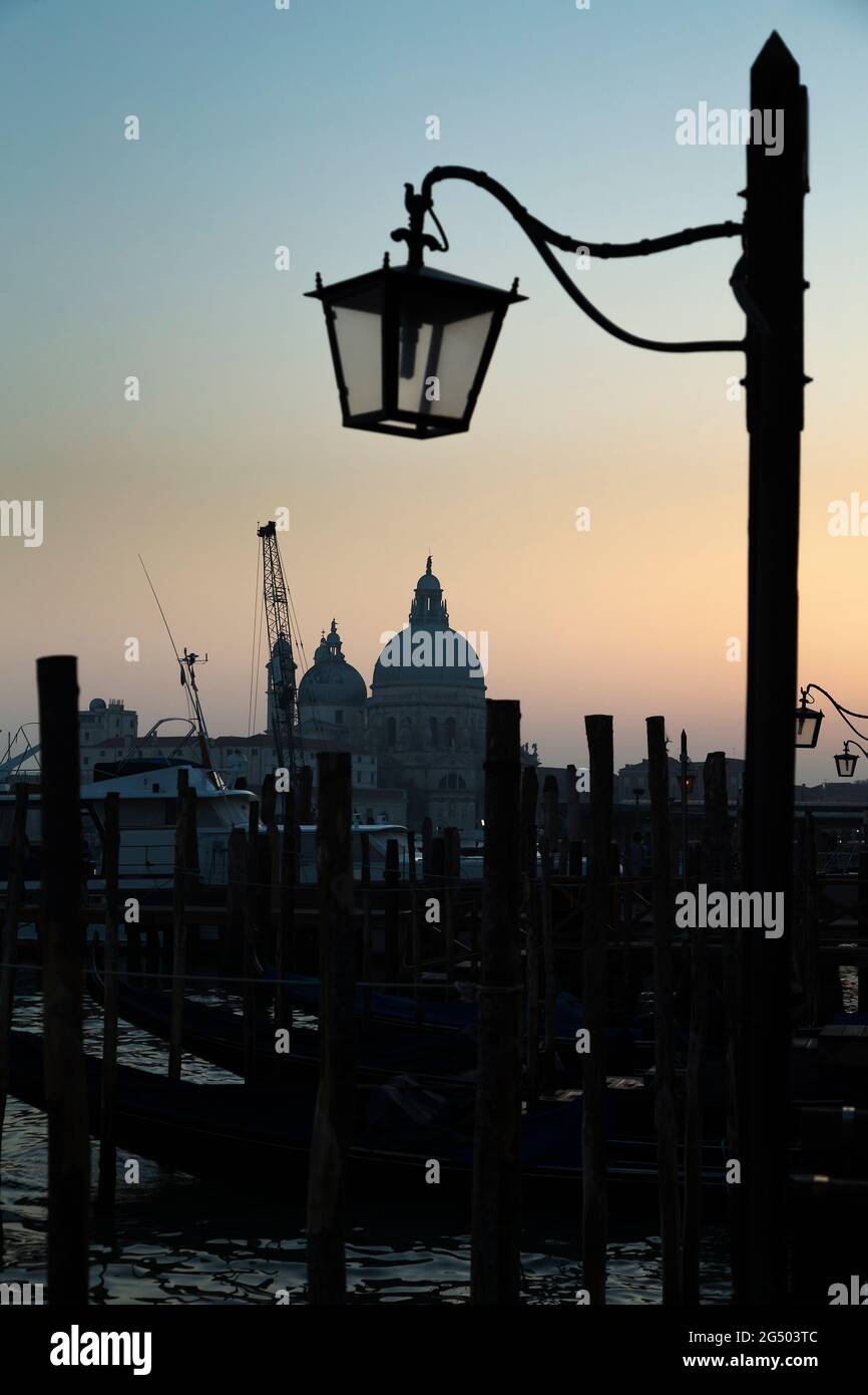 Venice in the Evening, with the Sana Maria Della Salute in the background, Venice Italy EU Stock Photo